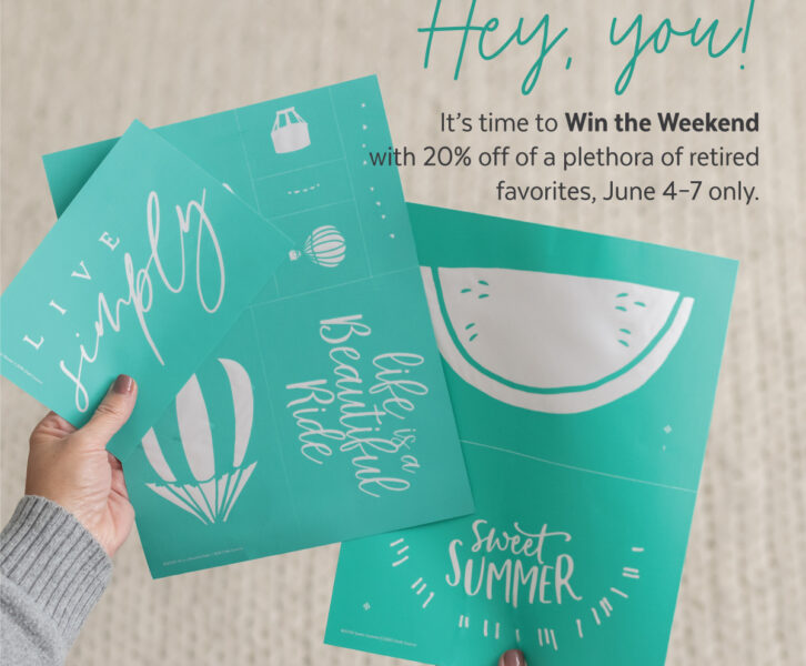 Win the Weekend image showing a few retired transfers and text announcing a 20% off sale.