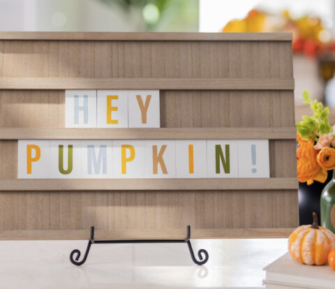 Letter Board Stylized with Letters Reading Hey Pumpkin